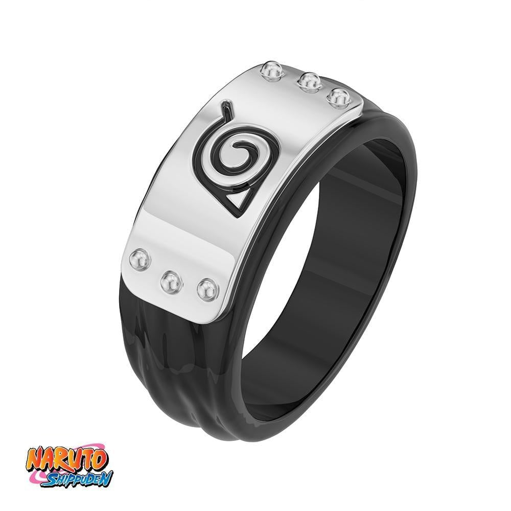 Officially licensed Naruto Hidden Leaf Village headband anime ring in stainless steel