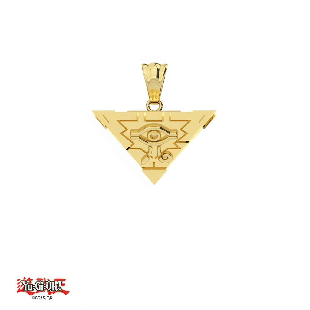 Enhanced hyper-realistic 18k yellow gold Millennium Puzzle pendant