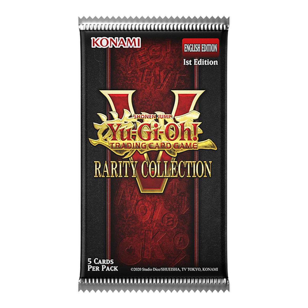 Yu-Gi-Oh! Rarity Collection V booster pack, English 1st Edition, 5 all-foil cards per pack